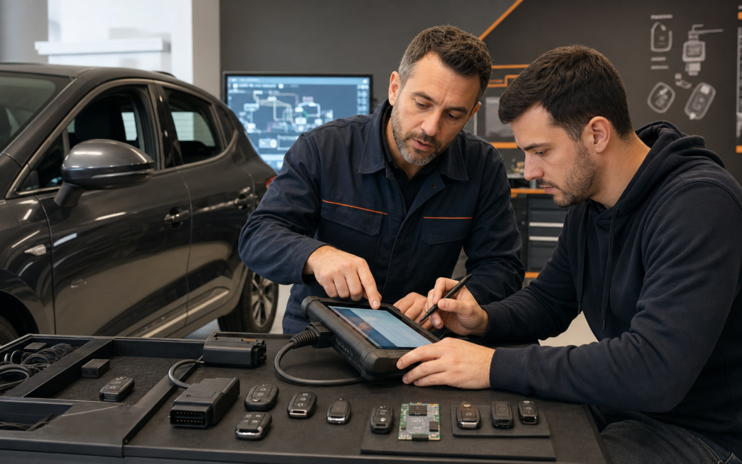 Formation pratique en serrurerie automobile avec programmation de clés et diagnostic électronique