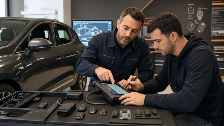 Formation pratique en serrurerie automobile avec programmation de clés et diagnostic électronique